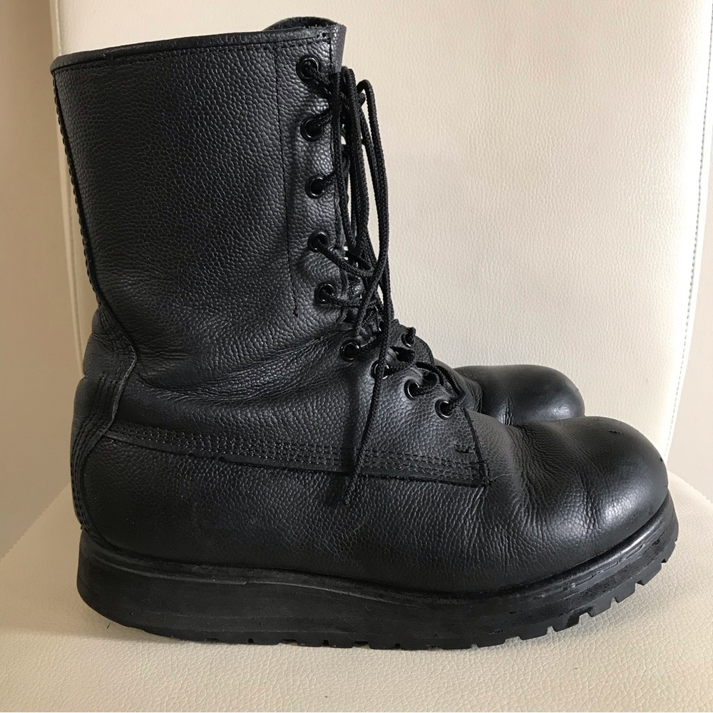 Vintage STC Combat Army Military Moto Boots Leather Black